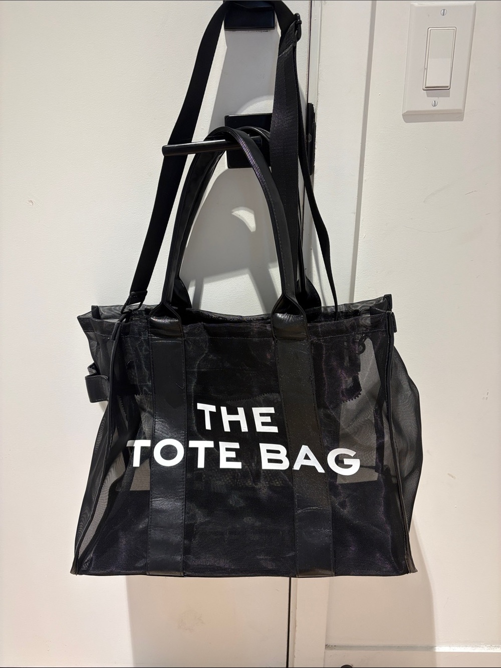 Black 'THE TOTE BAG' Mesh Tote